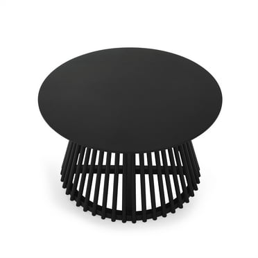 31.5 in. Black Round Wood Coffee Table