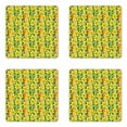 thumbnail image 1 of Daffodil Coaster Set of 4, Modern Daffodils Illustration Striped Setting Vitality Inner Focus Herbal Theme, Square Hardboard Gloss Coasters, Standard Size, Green Yellow, by Ambesonne, 1 of 2