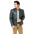 thumbnail image 4 of Skylinewears Mens Motorbike Leather Jacket 100% Genuine Sheepskin on Sale Green-Char Size S, 4 of 6