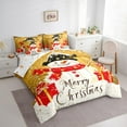 thumbnail image 3 of Feelyou Cartoon Cute Snowman Twin Bedding Sets 7-Piece, Gold Sequin Print Bedding Comforter Set, Merry Christmas Reversible Sheet Sets, Lightweight Room Decor, 3 of 7