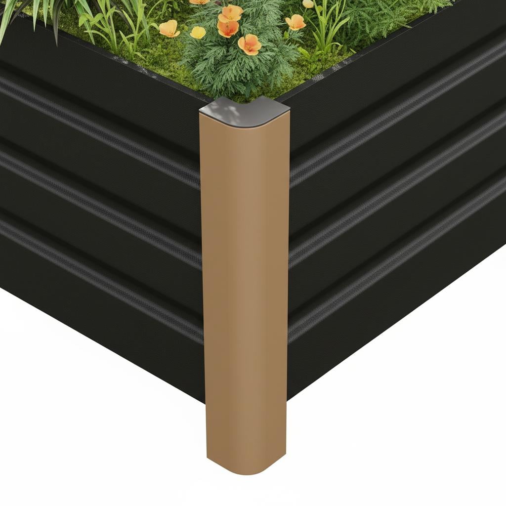 Weatherproof Aluminum Raised Garden Bed Planter Box -  Rounded Corners, Single-Layer Design, Drainage Holes, Anti-Cut Edging - Ideal for Outdoor Patio, Balcony, Lawn Planting