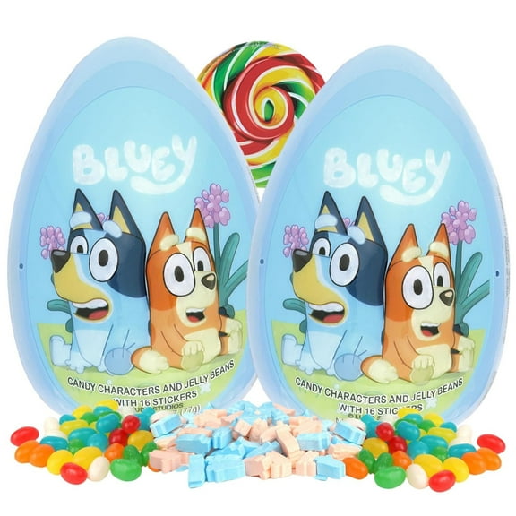 Jumbo Bluey Easter Egg with Character Hard Candies, Jelly Beans and Stickers, Pack of 2, 2.71 Ounces per Egg
