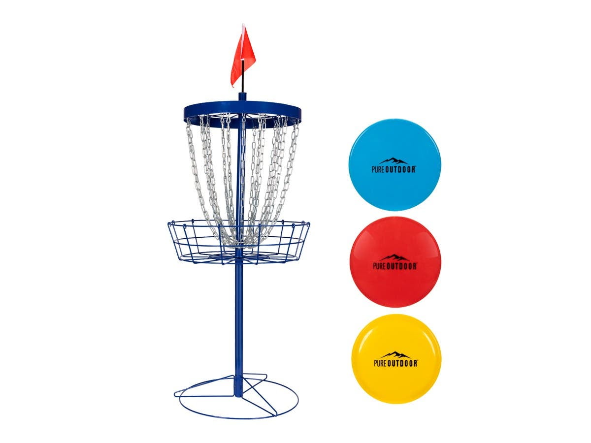 Monoprice Disc Golf Basket with Discs and Carrying Case, Heavy Duty, AntiRust Construction