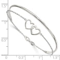 thumbnail image 3 of Finest Gold Sterling Silver Polished Double Heart & Bangle Bracelet, 3 of 3