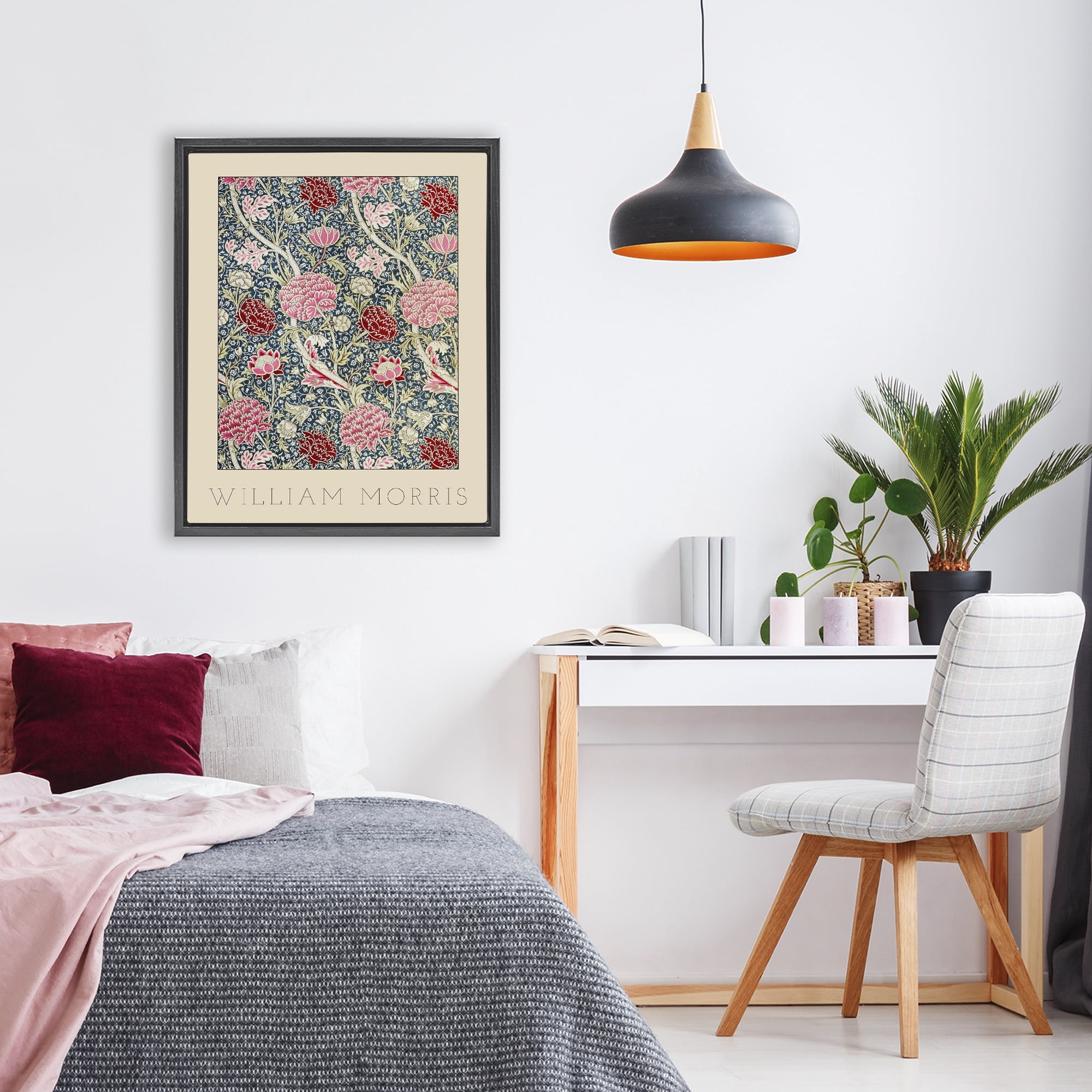 Stupell Industries Ornate Intertwined Flower Classic Black Framed Floater Canvas Wall Art, design by Lil' Rue