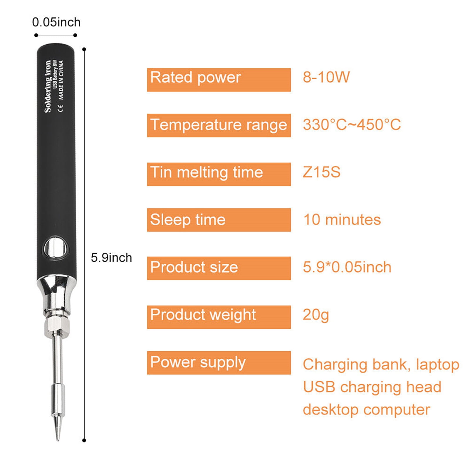 JIAHAOO Rechargeable Electric Soldering Iron for DIY 5V USB Charging 330 450℃ Fast Heat Integrated Core Complete Kit Tool