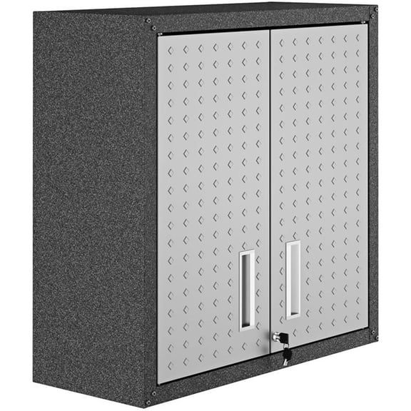 Pemberly Row 2-Door Modern Metal Floating Garage Cabinet in Gray