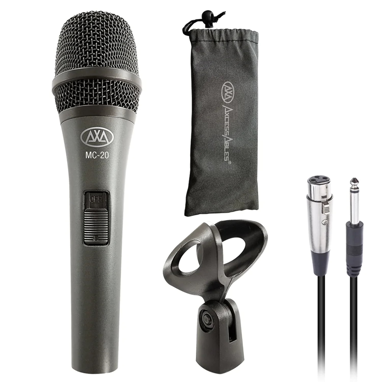 AxcessAbles Dynamic Wired Handheld Microphone with 10ft Mic Cable, On