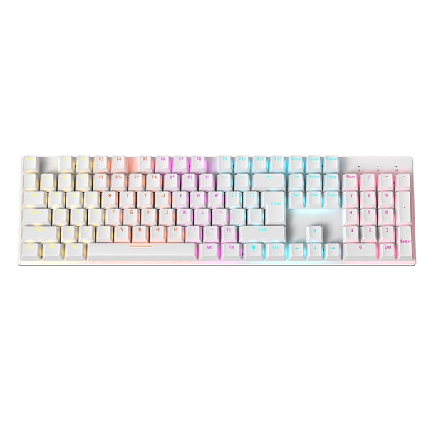 Teclado para juegos Teclado con cable RGB de 104 teclas Tapa de tecla de color dual blanco Ehuebsd Para estrenar