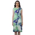 thumbnail image 1 of Moomaya Knee Length Summer Dresses Printed Back Slit Boat Neck Shift Dress, 1 of 4