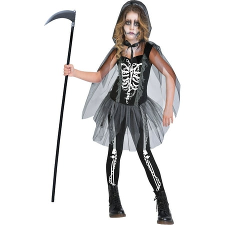 Amscan Grim Reaper Halloween Costume for Girls, Large, with Included