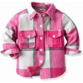 thumbnail image 3 of Ougyinr Toddler Kids Plaid Flannel Shirts Jacket for Boys Girls Long Sleeve Lapel Button Down  Fall Top Outerwear for Kids, 3 of 6