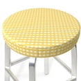thumbnail image 3 of Balery Yellow Gingham Velvet Round Bar Chair Cushion Cover Adjustable, Protects From Scratches And Stains, Soft & Washable Ideal For Wooden And Metal Stools - 12 Inch, 3 of 7