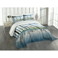thumbnail image 3 of Ambesonne New York Quilted Bedspread Set 3 Pcs, Central Park Forest, Queen Size, Sky Blue and Green, 3 of 5