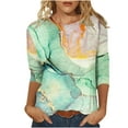 thumbnail image 1 of Hauts à Manches 3/4 pour Femmes Mode T-Shirt Imprimé Blouse Manches 3/4 Col Rond Hauts Décontractés T-Shirts à Manches Longues pour Femmes T-Shirts d'Été pour Femmes, 1 of 5