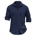 thumbnail image 4 of Men's Solid Color Striped Long Sleeve Shirt Men's Casual Fashion ShirtL, 4 of 4