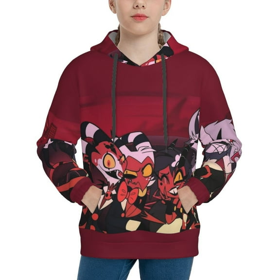 Helluva Boss Kids' Hoodie 3d Print Sweatshirt Soft Pullover Hooded With Big Pockets Fans Gifts For Boys Or Girls Small