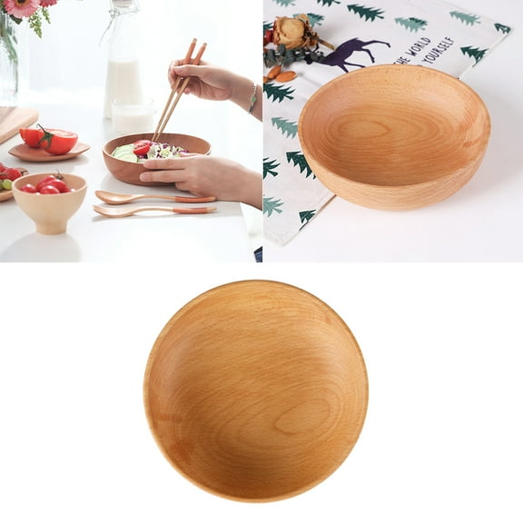 WHAMVOX Japanese Style Wooden Bowls for Holding Foods Perfect for Salad Rice Soup Light Brown Plastic 1PC