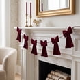 thumbnail image 4 of 2026 Velvet Bow Garland Bunting, Pre-Assembled Long Tail Bow String Banner, Christmas Indoor Hanging Decor for Fireplace, Wall, Window & Holiday Party, 4 of 7