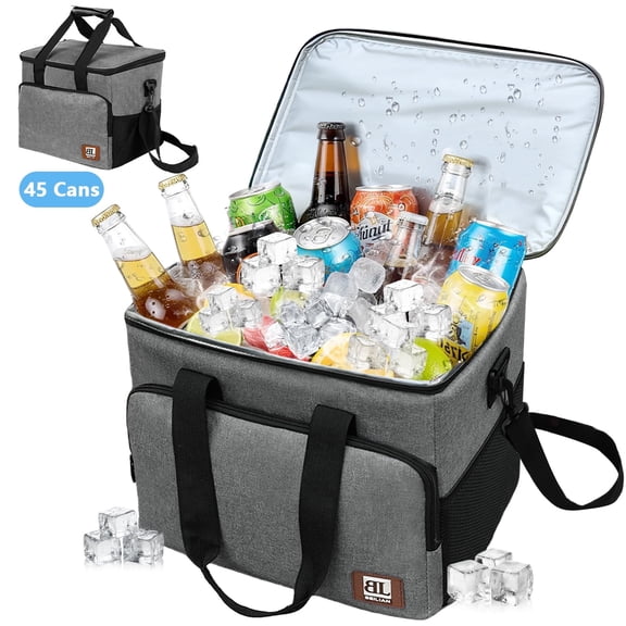 Merryhome 45 Can, 29 Quart Soft Cooler Bag, Leakproof Insulated Collapsible Cooler, Gray