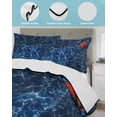 thumbnail image 4 of Quilts King Size, Navy Blue Ocean Waves Soft Comforter Bedding Set for Bed, Red Boat Coastal Lightweight Quilted Bedspread with Pillow Cover(2 Pieces) for All Season, 96x106 Inch, 4 of 6