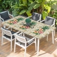 thumbnail image 2 of Pink Yellow Floral Table Cloths for 3 Foot Rectangle Tables, Green Summer Botanical Rustic Patio Waterproof Elastic Fitted Tablecloths, Washable Rectangular Table Cover for Camping, 2 of 8