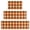 Orange Brown Checkerboard Orange Pattern, variant on Yellow Red Checkerboard Maroon Pattern Kitchen Rugs Set Of 3, 17"X30"+17"X47"+17"X59" Non-Skid Washable Anti-Fatigue Mats