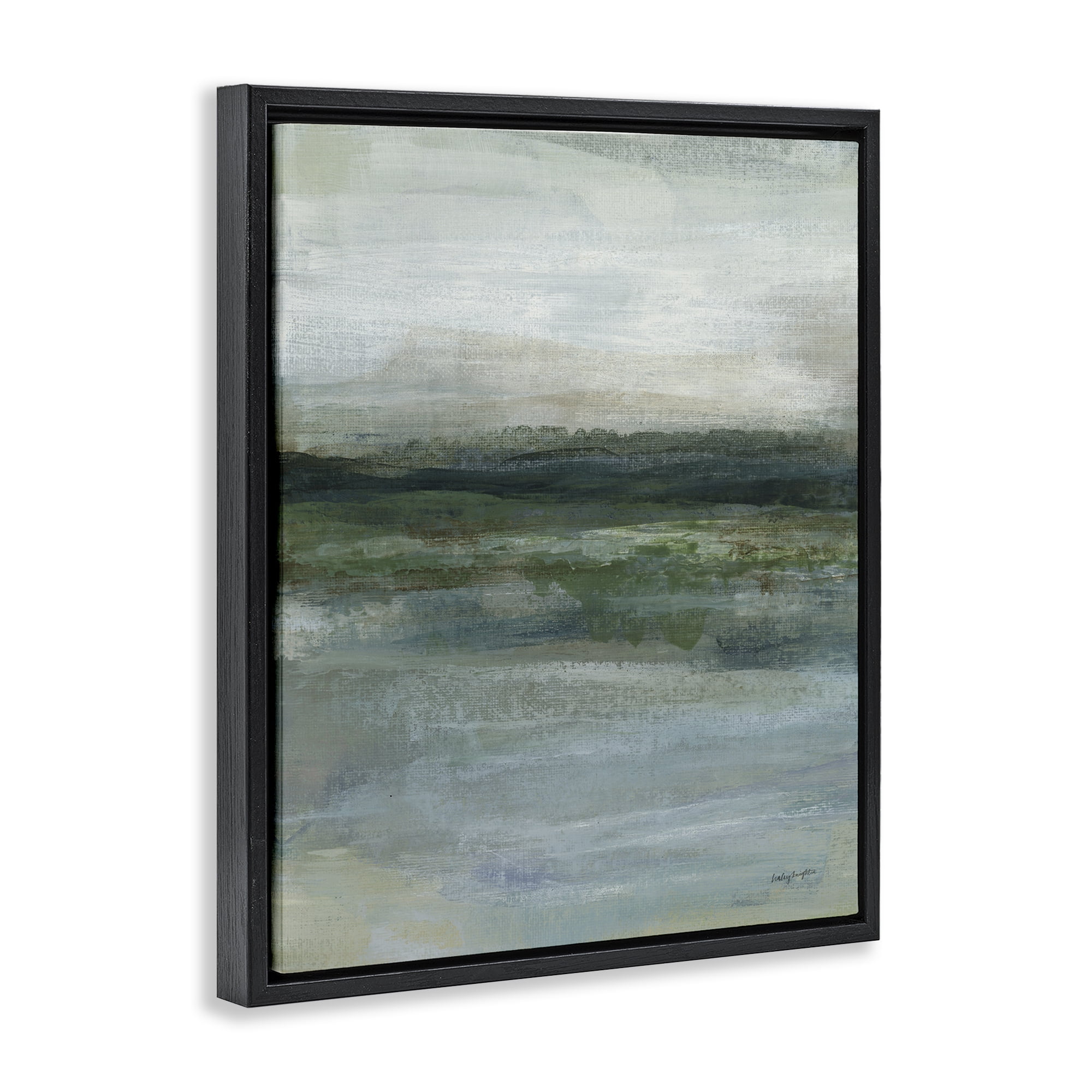 Stupell Industries Time Lapse Abstraction Abstract Painting Black Floater Framed Canvas Art Print Wall Art, 25 x 31