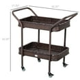 thumbnail image 6 of Outsunny Rattan Wicker Serving Cart with 2-Tier Open Shelf, Outdoor Wheeled Bar Cart with Brakes for Poolside, Garden, Patio, 6 of 8