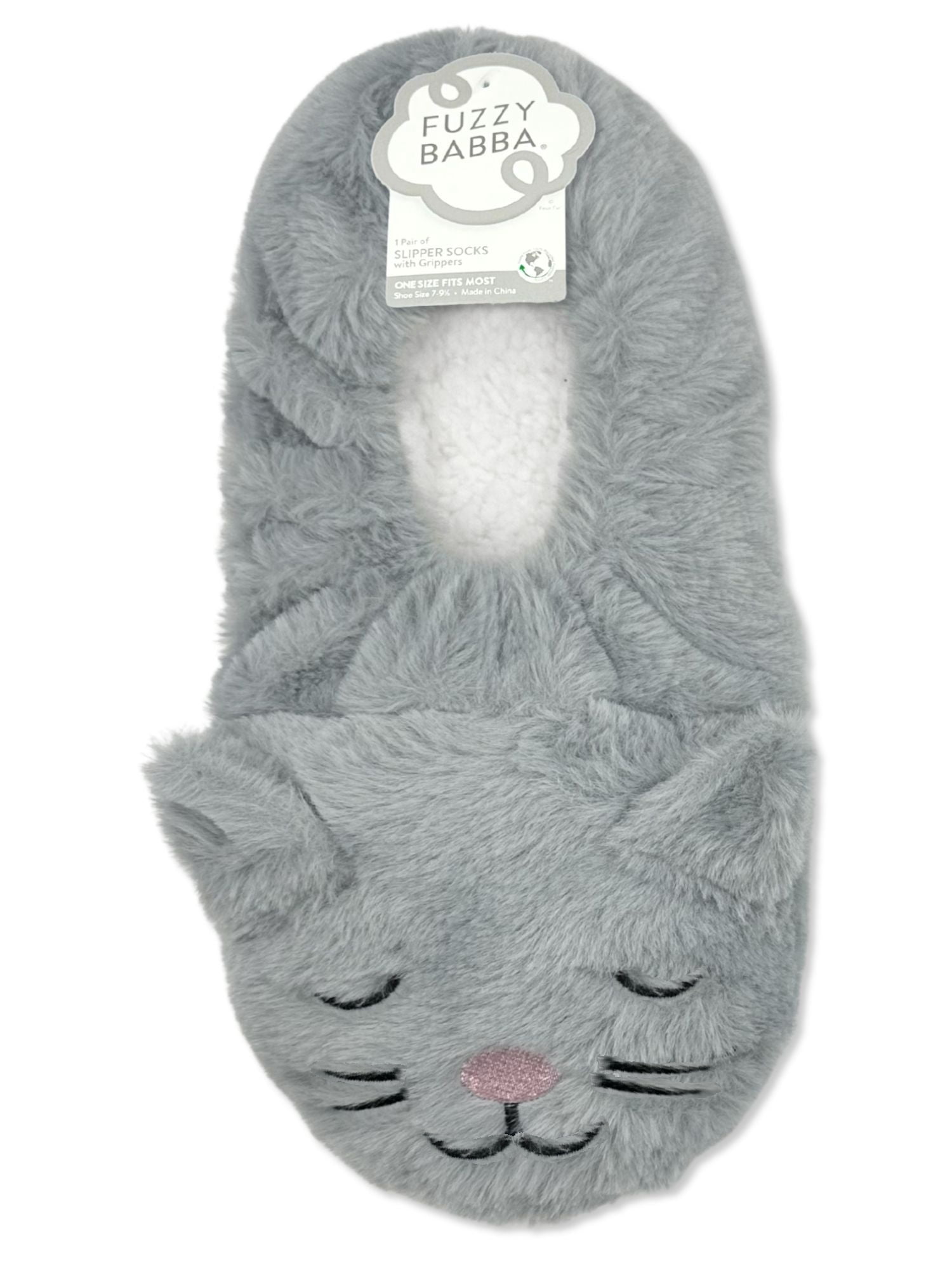 Fuzzy Babba Women's Faux Fur Cat Slipper Socks, 1-Pack, Shoe Sizes 7-9.5