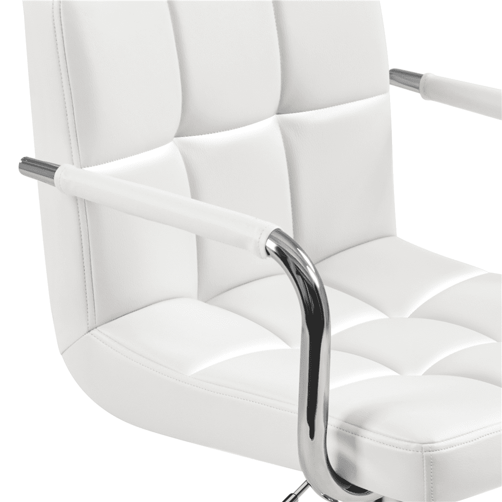 Alden Design Adjustable Swivel Bar Stools Modern Faux Leather Bar Chair Set of 2, White