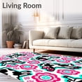 thumbnail image 2 of ODIKA 3'x5' Machine Washable Non-Slip Area Rug, Playful Dairy Farm Character Making High Traffic Rug, Pink, 722517, 2 of 7