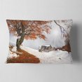 thumbnail image 2 of Designart Sudden Snow in First Autumn - Landscape Photography Throw Pillow - 12x20, 2 of 5