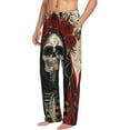 thumbnail image 6 of Rateoe Gothic Skull With Roses Pattern Men’s Ultra-Soft Comfy Pajama Lounge Pants Sleepwear,Comfortable Lounge Wear,lightweight Pajamas, Casual Home Wear-X-Large, 6 of 6