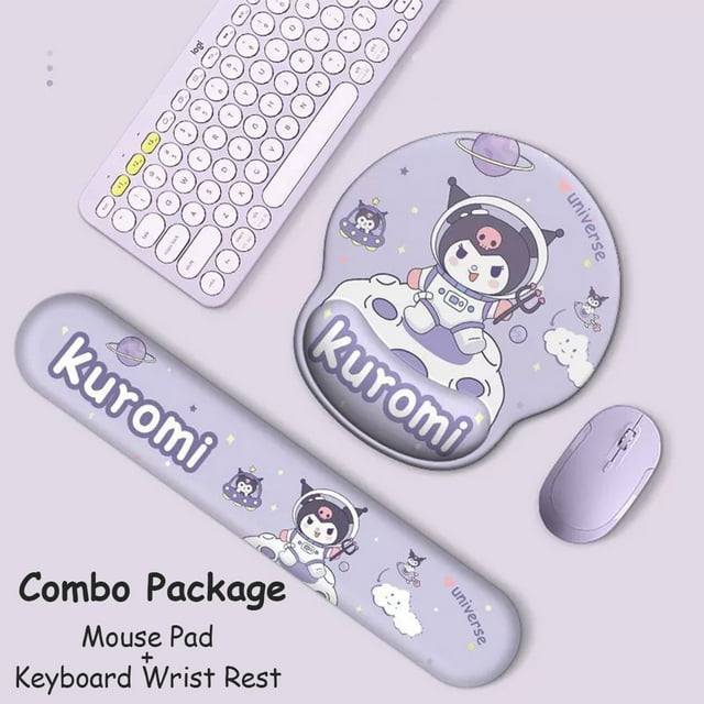 New Cartoon Kuromi Wrist Rest Mouse Pad, Office Anti-Slip Rubber Keyboard Wrist Rest