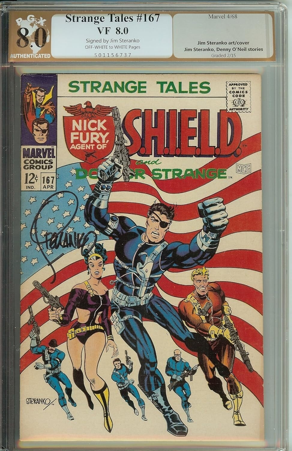 Strange Tales #167 Signed (not CGC) Signed Steranko PGX 8.0
