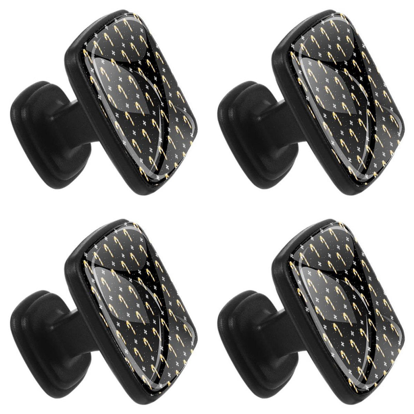 4 Pcs Square Cabinet Handle Cupboard Knob Drawer Pulls Handle Golden Candy Cane Drawer Knobs with Screws Furniture Decoration