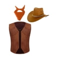 thumbnail image 3 of LiiYii Unisex Kids Western Cowboy Cowgirl Outfit Sleeveless Tassel Tops with Bandana Hats Set Orange 14, 3 of 6