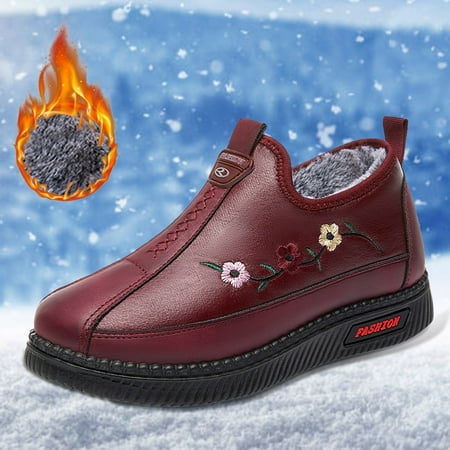 

MIASHUI Fashion Autumn Women Snow Boots Embroidered Flat Soft Bottom Non Slip Waterproof Slip On Warm And Comfortable Women Sneakers Shoes Wedges Women Shoes Casual