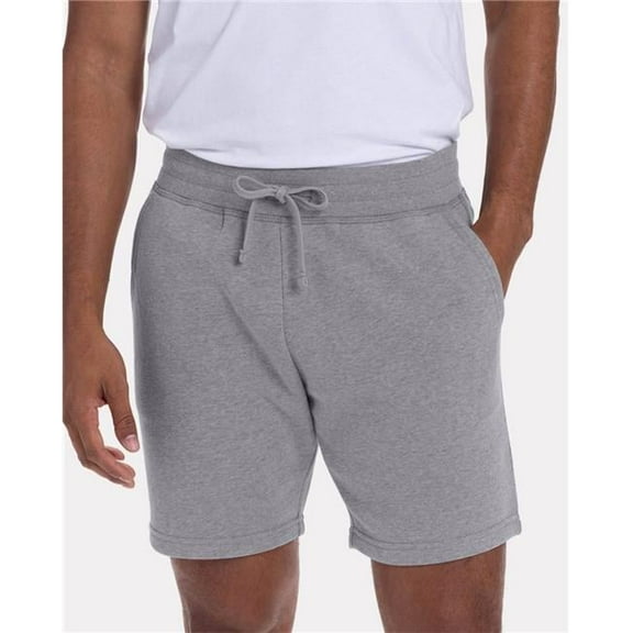 Next Level B04918587 Unisex Fleece Sweat Shorts, Heather Grey - 2XL