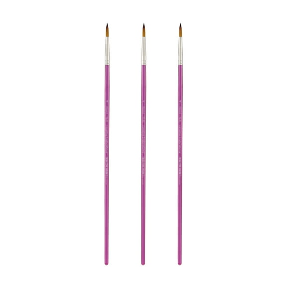 Creative Inspirations Dura-Handle Round #4 Long Handle Set of 3 Paint Brushes- Resin Handle, Synthetic Taklon Paint Brushes, Round Brush for Oils, Acrylics, Watercolors- Handles Will Not Chip or Crack