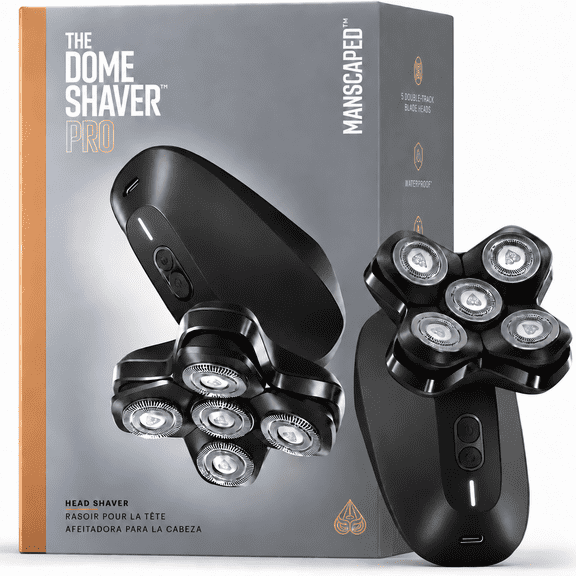 MANSCAPED® The Dome Shaver™ Pro Men's Electric Bald Head Trimmer, With SkinSafe® Technology, Five Rotary Blades, Black