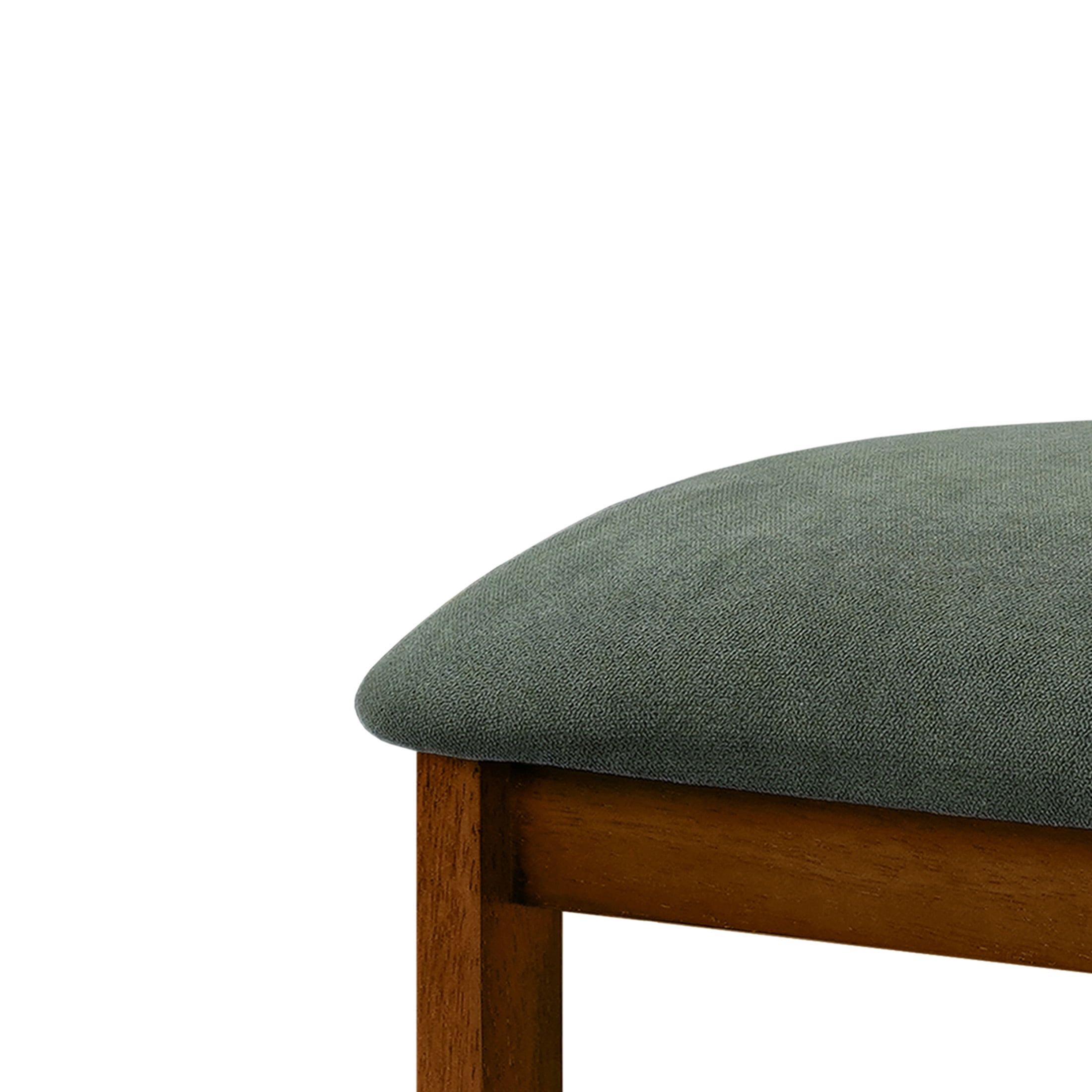 Christopher Knight Home Mid-Century Wood Counter Stools with Upholstered Seat, Walnut+Green, Set of 2