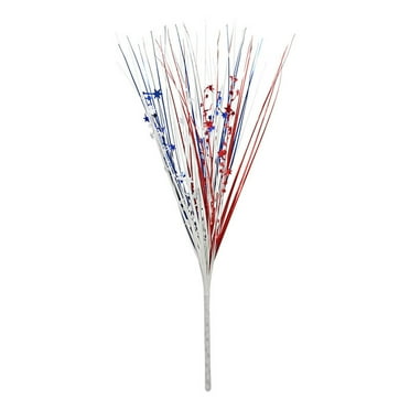 Qocolhg 4th of July Artificial Flower Picks Glitter Puffy Star Foam Sparkly Sticks for Americana Independence Day, Red White Blue Party Crafts Supplies Decorations, Memorial Day Patriotic Decor