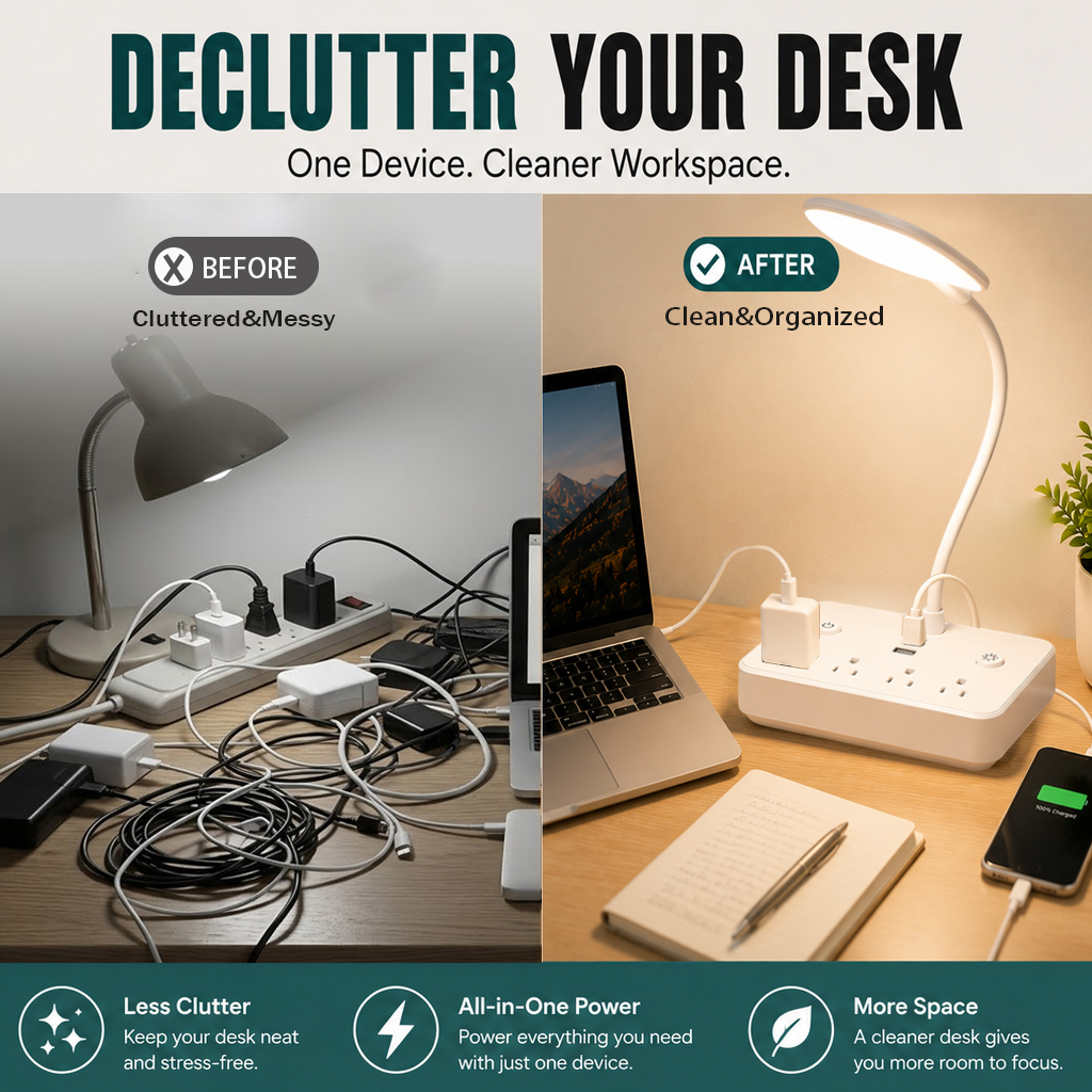 Bohashin LED Desk Lamp with USB Charging Ports photo 7
