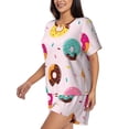 thumbnail image 2 of "Wukai Donut Women's Pajama Set - Short-Sleeve Top and Shorts with Elastic Waistband and Pockets for Loungewear, Yoga, and Casual Wear-Large, 2 of 8