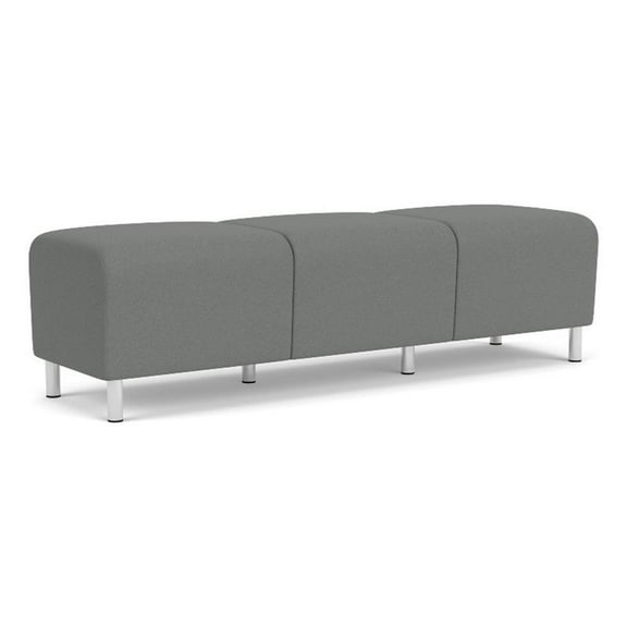 Siena 17.5" 3-Seat Lounge Reception Bench / Brushed Steel Legs / Light Gray