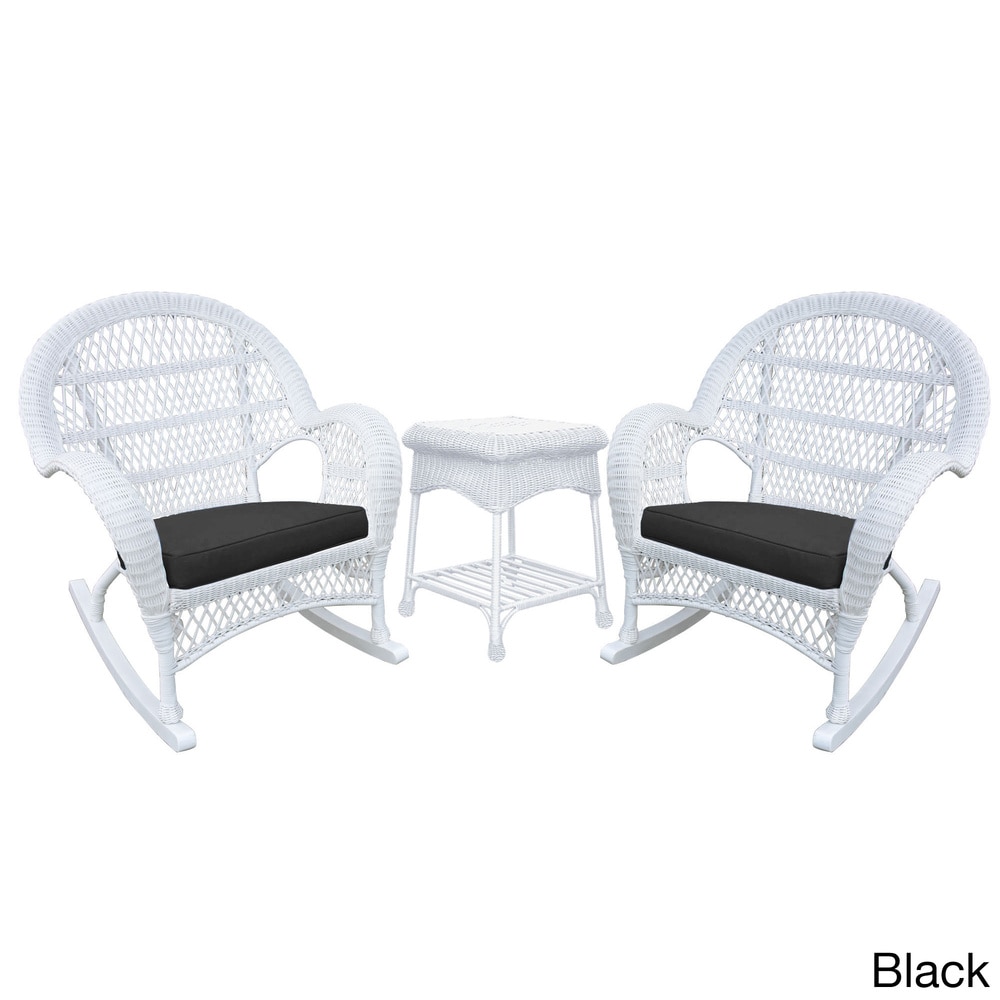 Jeco Santa Maria White Rocker Wicker Chair and End Table Set White- No Cushions - image 5 of 5