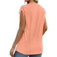 thumbnail image 3 of CHUOU T Shirts for Women Solid Color V Neck Short Sleeve Tie Side Loose Tee Shirt College Top, 3 of 5