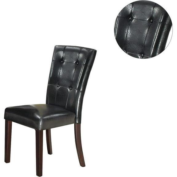 Nmkwnr 2 Pack Black Faux Leather Dining Chair Side Chair for Living Room, Dining Room